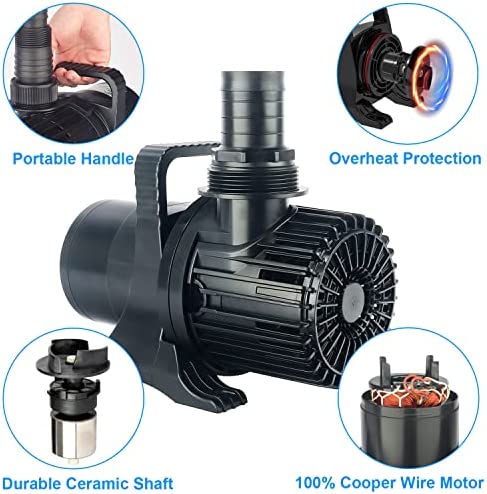 OYO WATER Upgraded 9300 GPH Pond Pump Waterfall Pumps Submersible Outdoor Water Fountain Pump with Barrier Pump Bag 32.8FT POWER CORD
