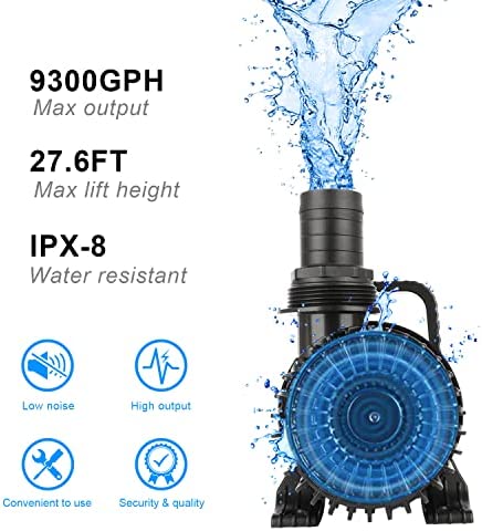 OYO WATER Submersible Pond Pump with 9600GPH Flow and Quiet Operation
