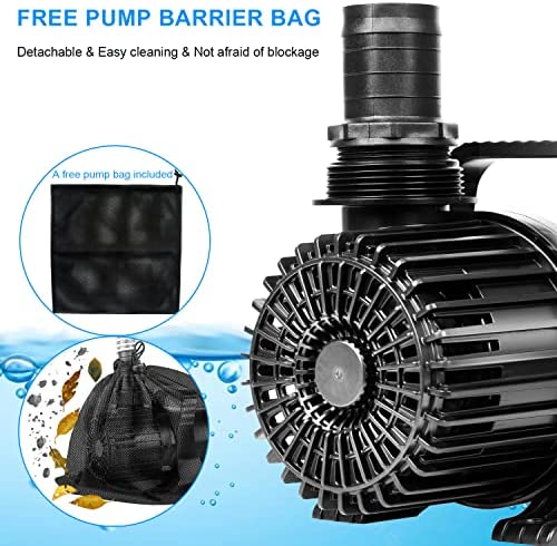 OYO WATER Upgraded 9300 GPH Pond Pump Waterfall Pumps Submersible Outdoor Water Fountain Pump with Barrier Pump Bag 32.8FT POWER CORD