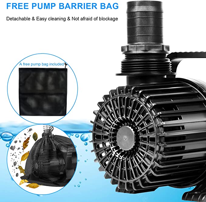 OYO WATER Upgraded 8300 GPH Pond Pump Waterfall Pumps Submersible Outdoor Water Fountain Pump with Barrier Pump Bag 32.8FT POWER CORD